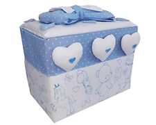 Cesto Baule Nascita Ricamone Porta prodotti azzurro