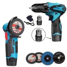 TRAPANO AVVITATORE + MINI SMERIGLIATRICE ANGOLARE CON 4 DISCHI 2 BATTERIE 48V