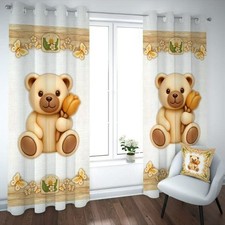 Tenda Cameretta Orsetto 3D e Farfalle - Modello Rustico Chiaro (140x260 cm)