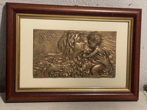 Placca bronzo madonna con - placca, in