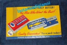 LAMETTA OXFORD TARGA INSEGNA PUBBLICITARIA RASOIO GILLETTE CARTONE VINTAGE 