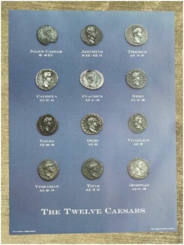 Antico poster moneta romano - romano, i