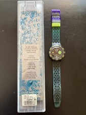 Swatch Vintage SCUBA 37mm Cassa Nera IMPERMEABILE con Cinturino verde