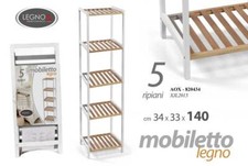 SCAFFALE 5 RIPIANI BAGNO CUCINA PORTA ASCIUGAMANI OGGETTI BIANCO MAR 140*34cm