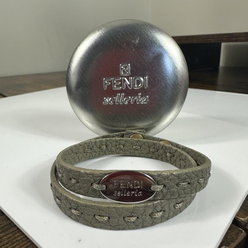 Bracciale fendi pelle - pelle, grigia