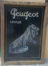 TABELLA INSEGNA PUBBLICITA'  PEUGEOT revue in lamiera e legno vintage