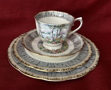 Royal Albert Silver Betulla tazza da tè/piattino dessert piatti B&B set 4 pezzi Inghilterra