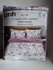 Completo letto matrimoniale "Parah" in raso di cotone 100% made in Italy