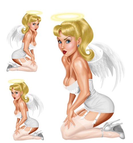 Set adesivi pin girl - set, up