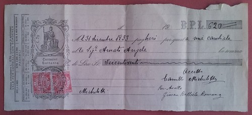 Caulonia 1933 cambiale lire - caulonia,