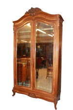 Armadio stile Luigi Filippo Con Specchi a 2 Ante in legno di noce