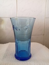 Coca Cola Coke Glass Bicchiere Blue Blu vetro gadget rare