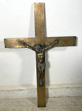 ANTICO GRANDE GESU' CRISTO BRONZO CROCIFISSO CROCE INRI RELIGIOSO SCULTURA