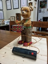 Giocattolo Latta Orsetto Tamburino Vintage 1950 Japan