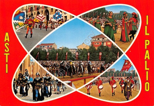 Cartolina asti palio vedute - asti, il