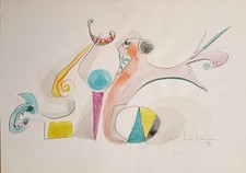 Giuseppe Lizzini (1932-2005) quadro astratto tecnica mista carta 35x50 anno 1991