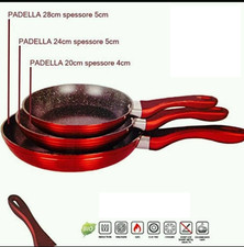 TRIS PADELLE PADELLA ANTIADERENTE ANTIGRAFFIO IN PIETRA LAVICA INDUZIONE PIASTRA