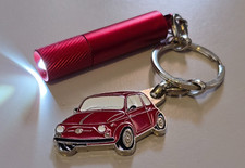 PORTACHIAVE Originale FIAT 500 Colore SMALTO Rosso Magenta Argento Torcia LED