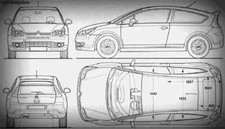 citroen c4 coupe 2006 02 Blueprint Drawing A4 Photo