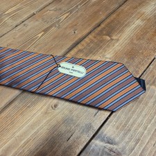 Cravatta uomo Bruno Piattelli seta arancione marrone grigio lunghezza classica