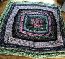 Coperta nonna uncinetto fatta a mano hand made letto plaid vintage usato 2x2 mt