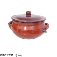 CASSERUOLA IN CERAMICA TERRACOTTA DIAM. CM 20X11 H ARTIGIANALE CON COPERCHIO