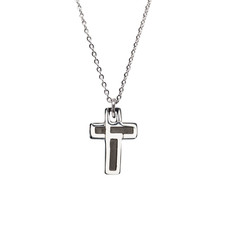 collana catena ciondolo acciaio croce rossoamante uomo - regalo