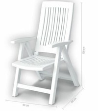 Poltrona Sdraio Pieghevole bianca 5posizioni Lucrezia 60x60x105 Giardino Esterno