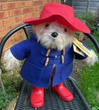 Peluche Paddington Bear 2012 disegni arcobaleno cappotto blu cappello rosso 48 cm / 18 pollici