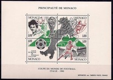 Monaco 1990 Mondiali di Calcio Italia WC Giochi Sportivi Mappe Calcio 4v m/s MNH