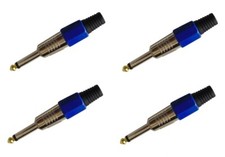 Connettore Spina Jack 6.3mm mono - blu Attacco per chitarra mixer casse 4-Pezzi