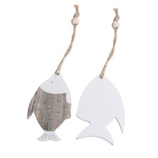  4 pezzi pendenti pendenti a forma di pesce stile graffiti arredamento in legno