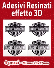 4 Adesivi 3D Resinati HARLEY DAVIDSON Nero - misura 20x27mm