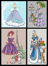 4 CROSS STITCH LADY WOMAN