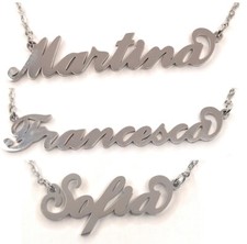 COLLANA NOME DONNA IN ACCIAIO INOX ANALLERGICO CONFEZIONE REGALO
