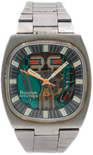 Orologio da polso uomo vintage Accutron TV Spaceview "T" forcella tuning 214 USA acciaio