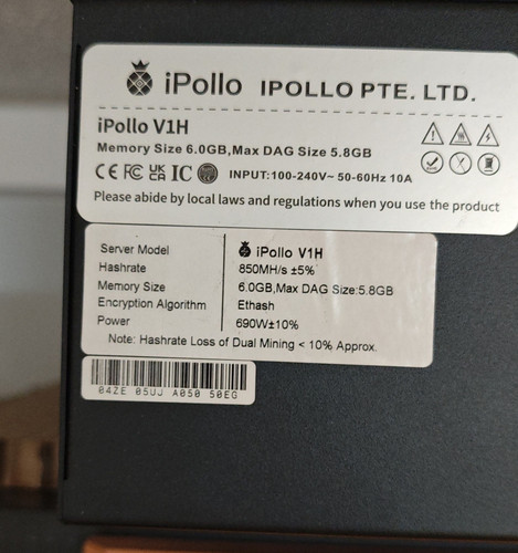 Ipollo v1h asic mining - ipollo, rig