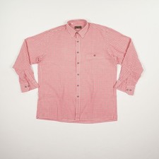 IMPERIAL Vintage Herren Trachten Hemd Gr. 41 rot weiß kariert Langarm Kentkragen