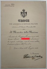 REGIO ESERCITO CROCE ANZIANITÀ DI SERVIZIO DIPLOMA DI CROCE IN ORO 1913