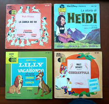 LOTTO CON 4 FIABE 45 GIRI WALT DISNEY - SERIE GUARDA ASCOLTA LEGGI - ECCELLENTI