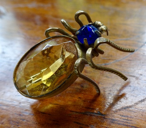 Antica spilla citrino giallo - antica,