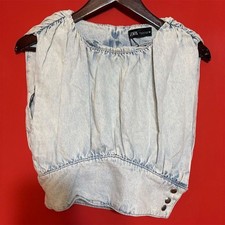 Top donna Zara blu denim