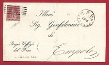1851 Toscana, n. 4b 1 Crazia carminio su LETTERA blu firma Sorani