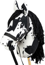 Hobby Horse Pezzato Nero, Set Cavezza E Redini, Cavallo A3, Testa Di Cavallo Con