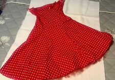 vestito donna primavera estate rosso e pois bianchi, senza maniche con tulle
