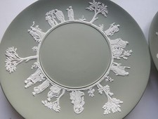 1961 WEDGWOOD JASPER VERDE PIATTO MITOLOGIA CAMMEO porcellana biscuit ceramica