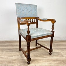 Antica sedia imbottita d' epoca 800 con braccioli Poltrona Poltroncina in legno 