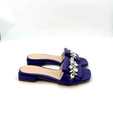 Ciabatta Lorenzo Mari In Nappa Viola,Morsetto Gioiello Tacco 2cm art Samu Mag 03