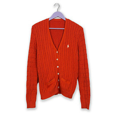 Cardigan Ralph Lauren intrecciato arancione con bottoni in cotone - Taglia L don