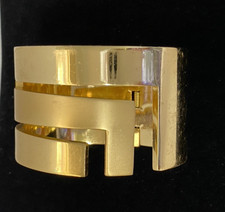 Lavin Paris Gold Cuff Bracelet Bangle Lanvin Jewelry 1 3/4" Wide
